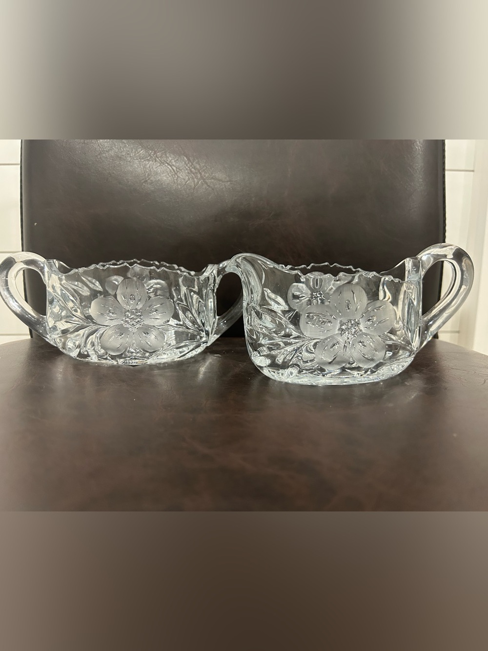 EAPG Creamer and Sugar glass set with Floral Pattern RESTYLE your way!